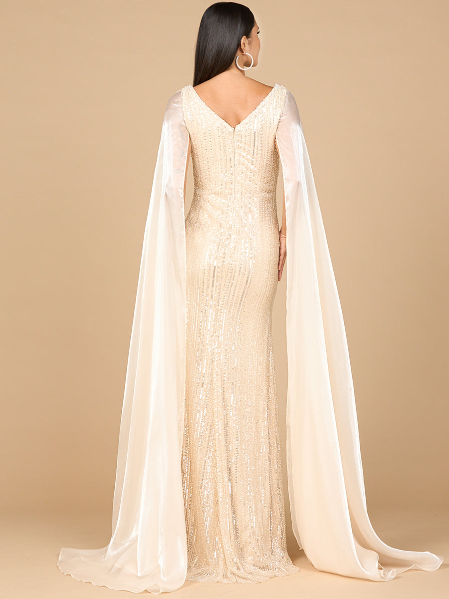 Formal Dresses Long Beaded Pattern Formal Evening Dress Champagne