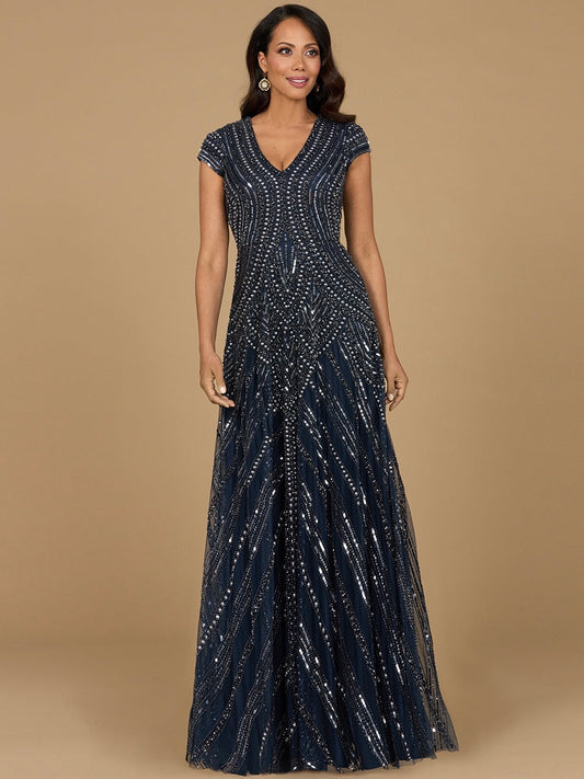 Formal Dresses Long Formal Beaded A Line Evening Ddress Navy