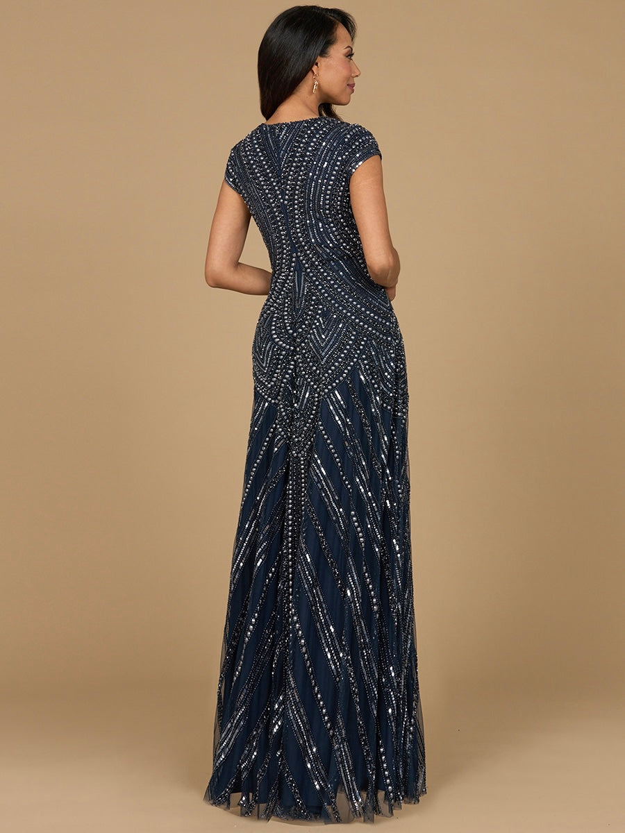 Formal Dresses Long Formal Beaded A Line Evening Ddress Navy