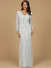 Formal Dresses Formal Beaded Long Sleeve Evening Dress Silver
