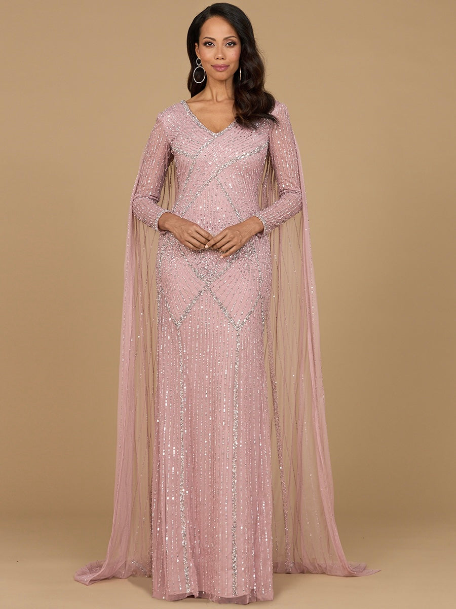 Formal Dresses Long Sleeve Formal Beaded Cape Evening Dress Cashmere