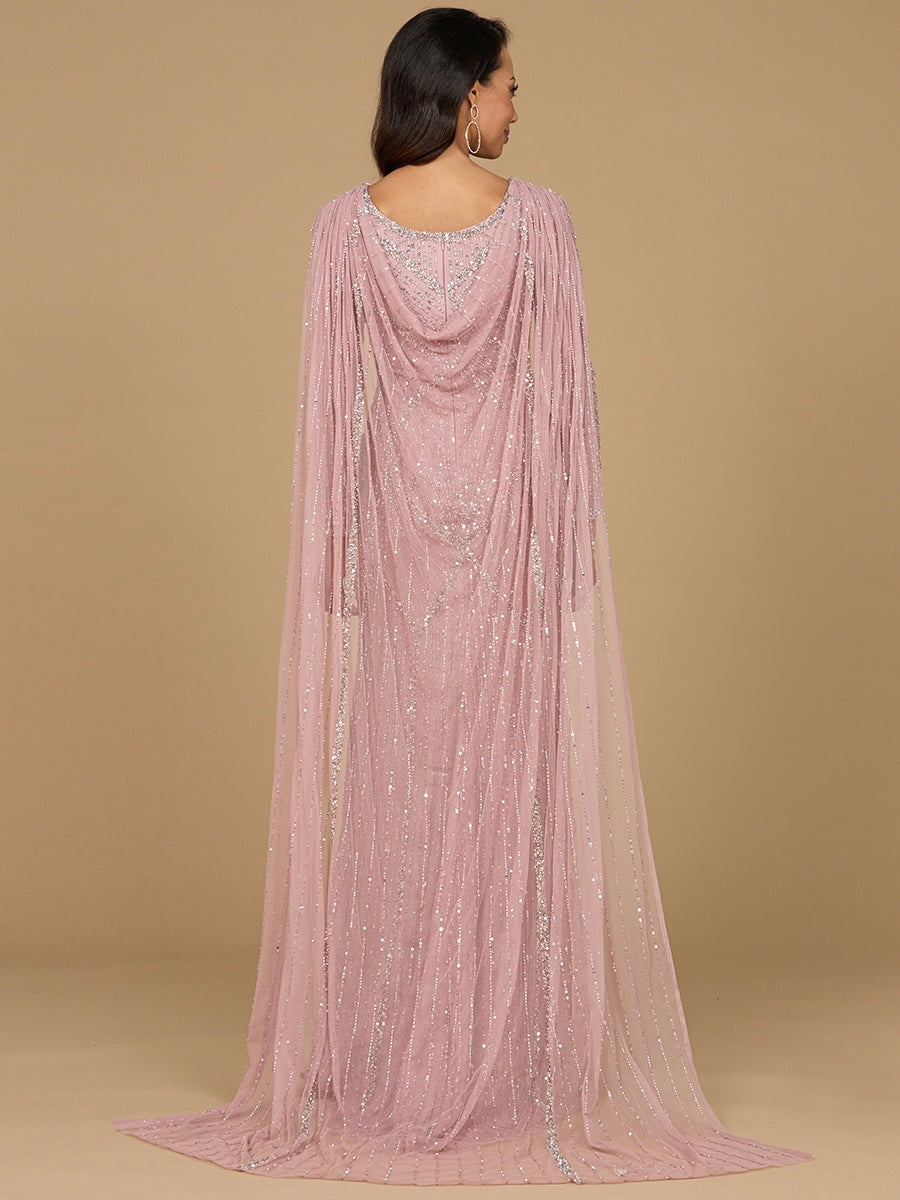 Formal Dresses Long Sleeve Formal Beaded Cape Evening Dress Cashmere