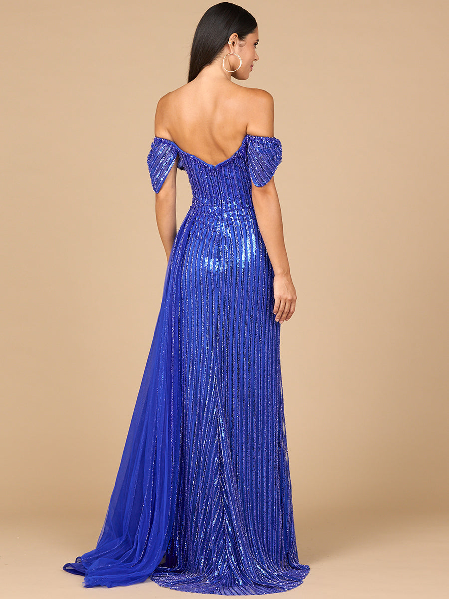 Prom Dresses Fitted Long Formal Beaded Prom Evening Dress Royal