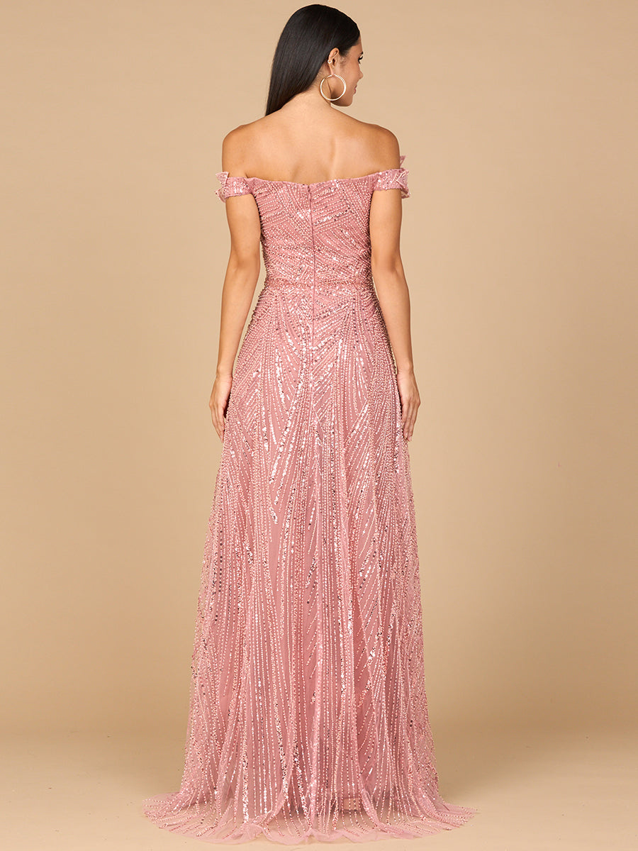 Prom Dresses Beaded Long Ball Gown Formal Prom Dress Dusty Rose