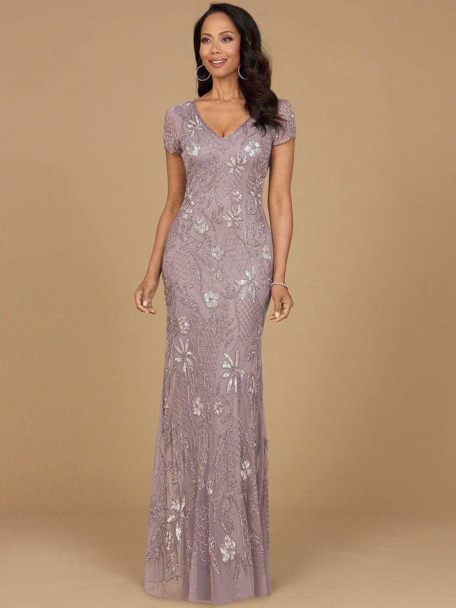 Formal Dresses Long Formal Floral Beaded Evening Dress Amethyst