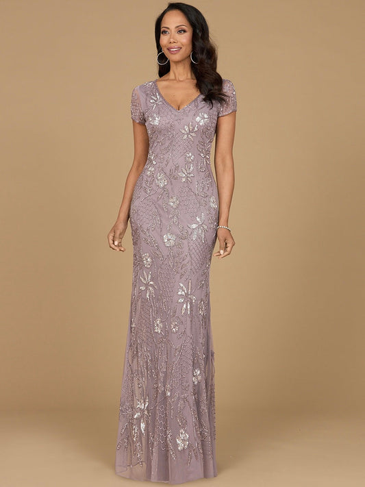 Formal Dresses Long Formal Floral Beaded Evening Dress Amethyst