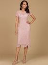 Cocktail Dresses Short Beaded Midi Cocktail Dress Dusty Rose