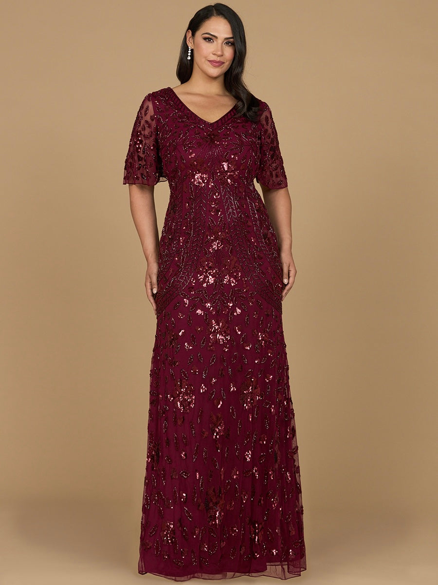 Formal Dresses Long Formal Beaded Sequin Evening Dress Wine