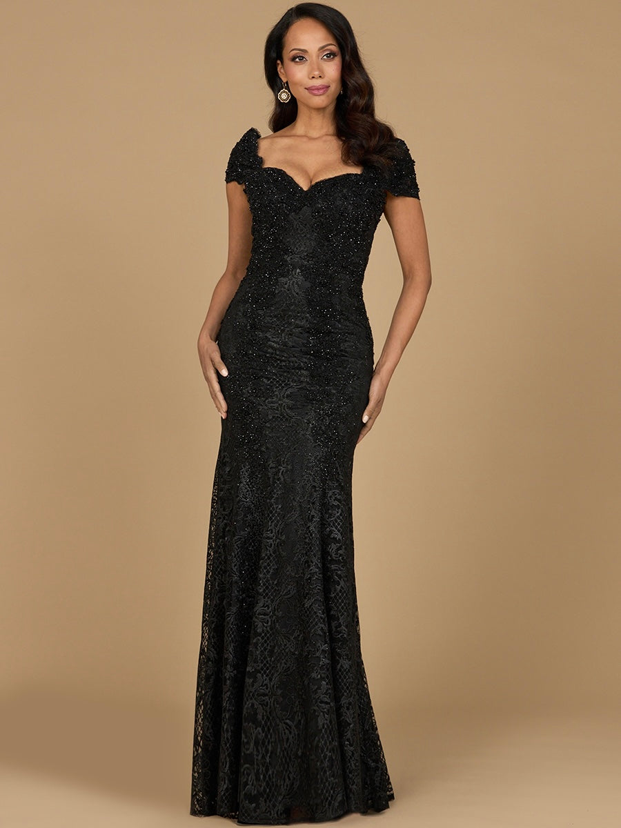 Formal Dresses Fitted Lace Long Formal Mermaid Dress Black