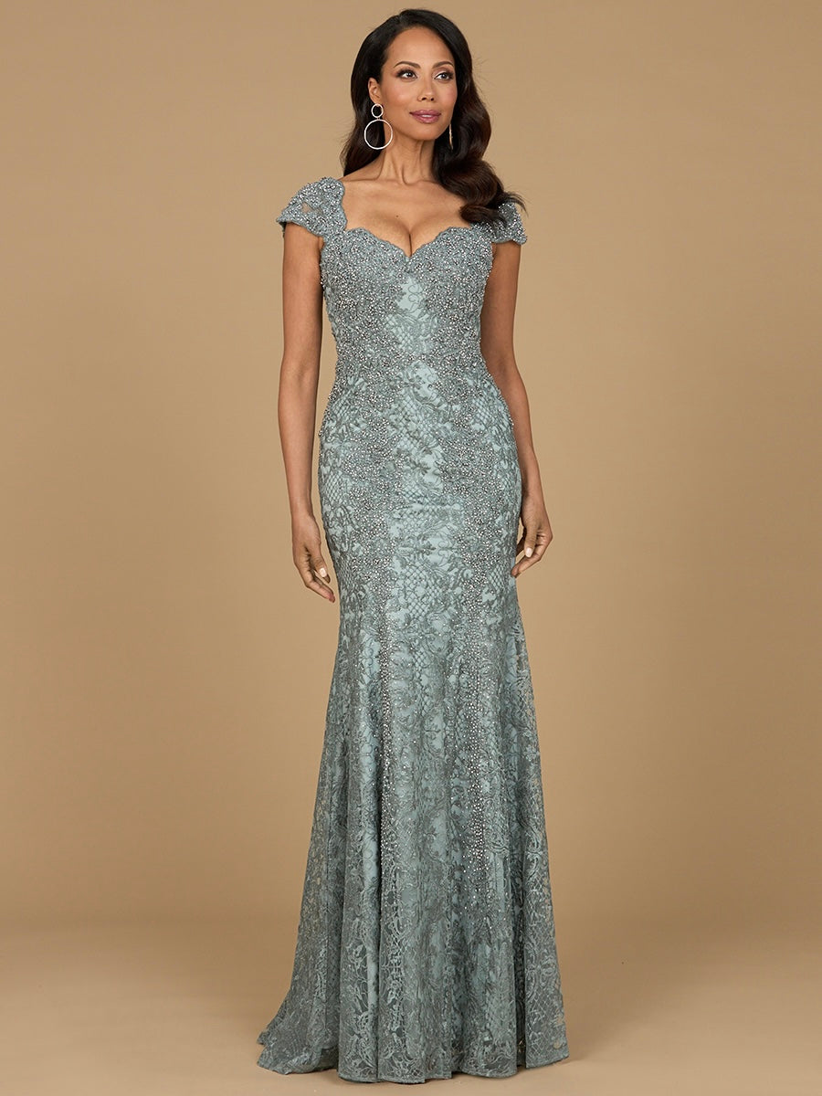 Formal Dresses Fitted Lace Long Formal Mermaid Dress Sage