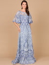 Formal Dresses Long Formal A Line Cape Sleeve Evening Dress Blue