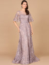 Formal Dresses Modest A Line Long Formal Evening Lace Dress Dusty Lavender