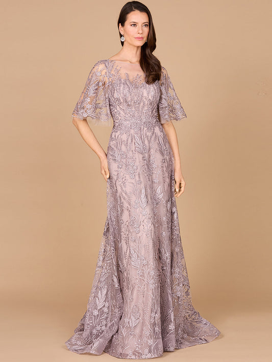 Formal Dresses Modest A Line Long Formal Evening Lace Dress Dusty Lavender