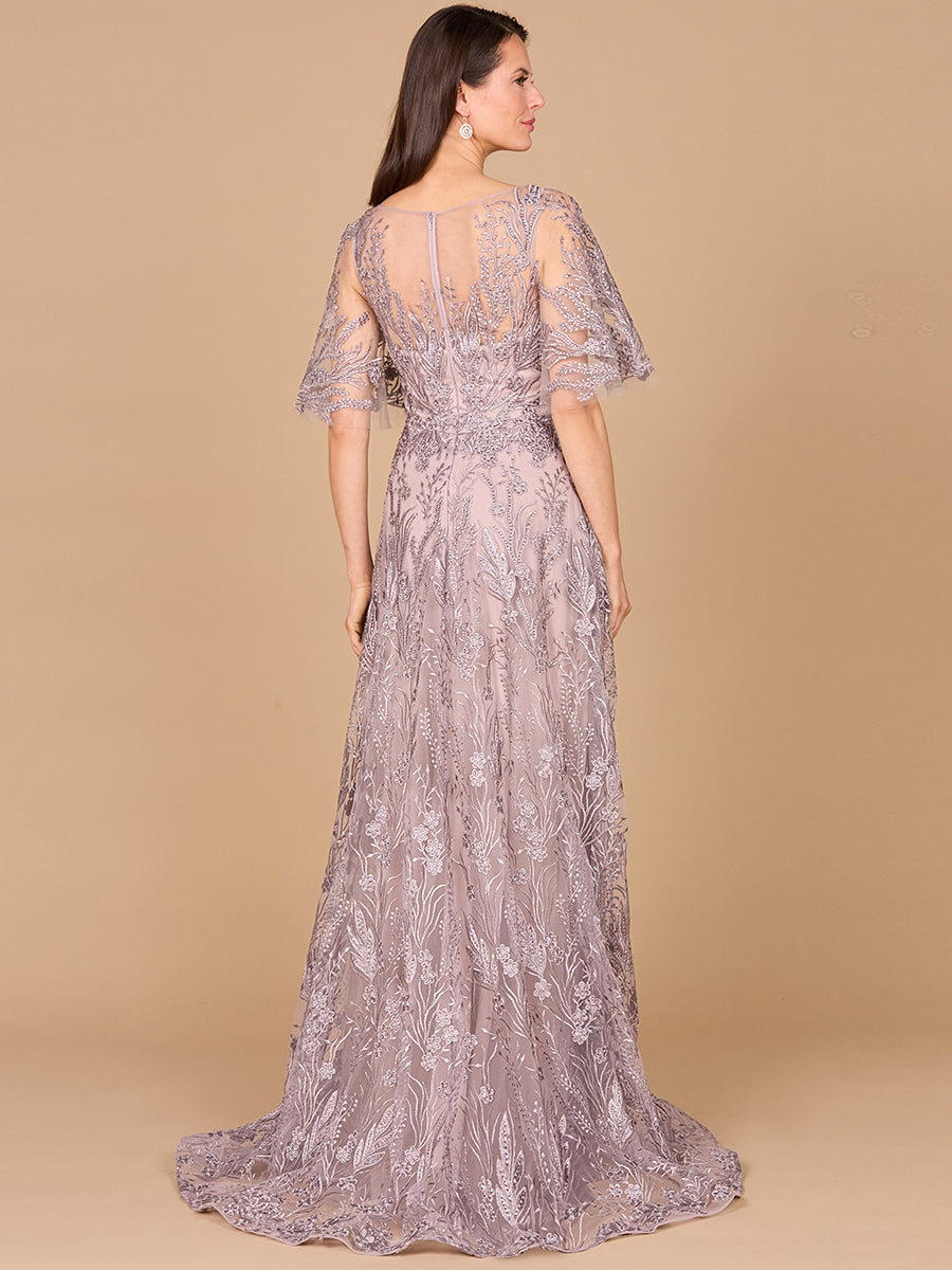 Formal Dresses Modest A Line Long Formal Evening Lace Dress Dusty Lavender
