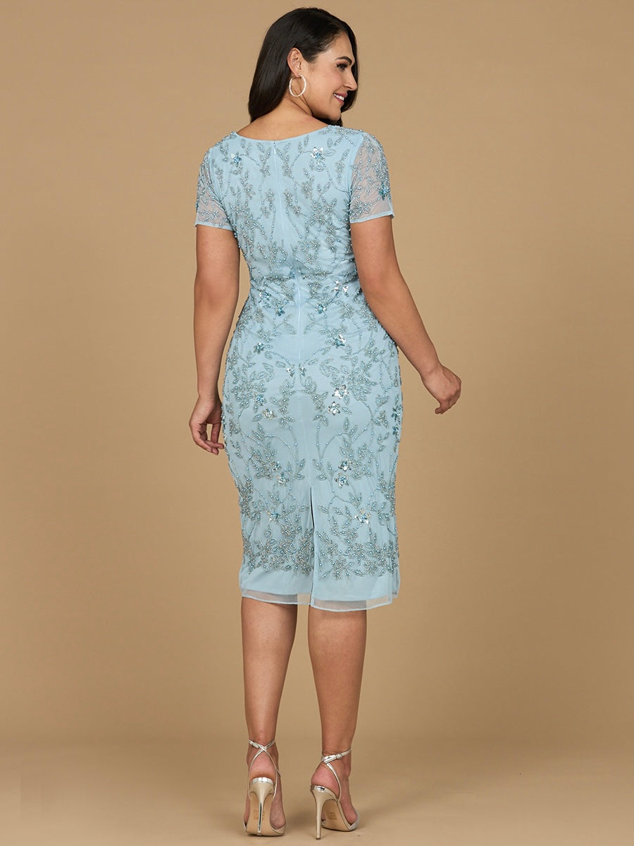 Cocktail Dresses Beaded Short Cocktail Midi Dress Periwinkle