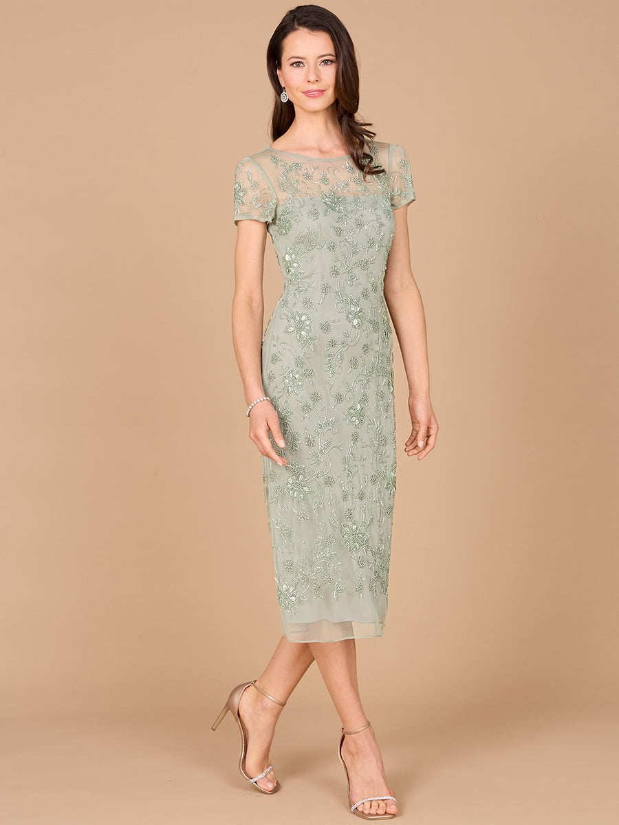 Cocktail Dresses Short Cocktail Beaded Midi Length Dress Mint