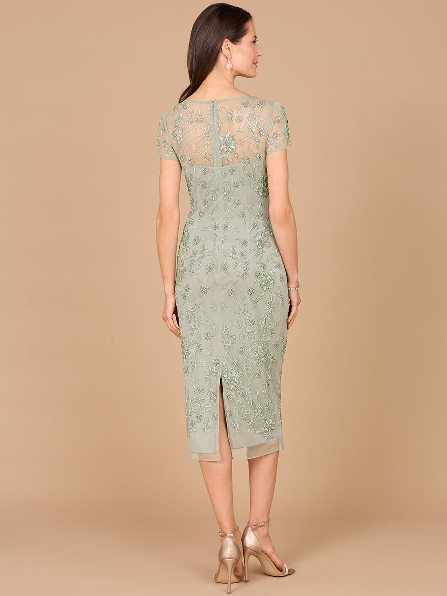 Cocktail Dresses Short Cocktail Beaded Midi Length Dress Mint