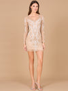 Cocktail Dresses Long Mini Beaded Cocktail Fitted Dress Nude
