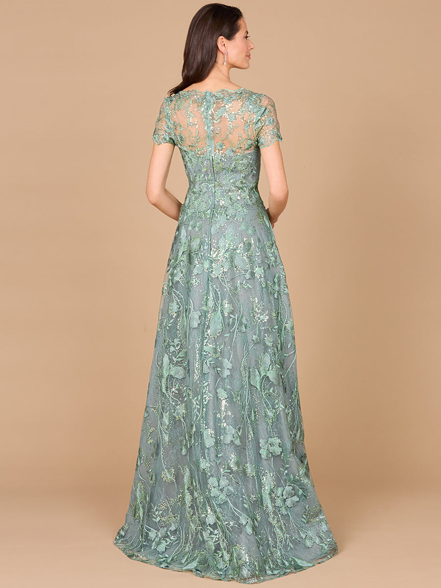 Formal Dresses A Line Floral Lace Long Formal Evening Dress Green
