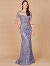 Formal Dresses Long Formal Detachable Sleeve Evening Dress Grey Blue