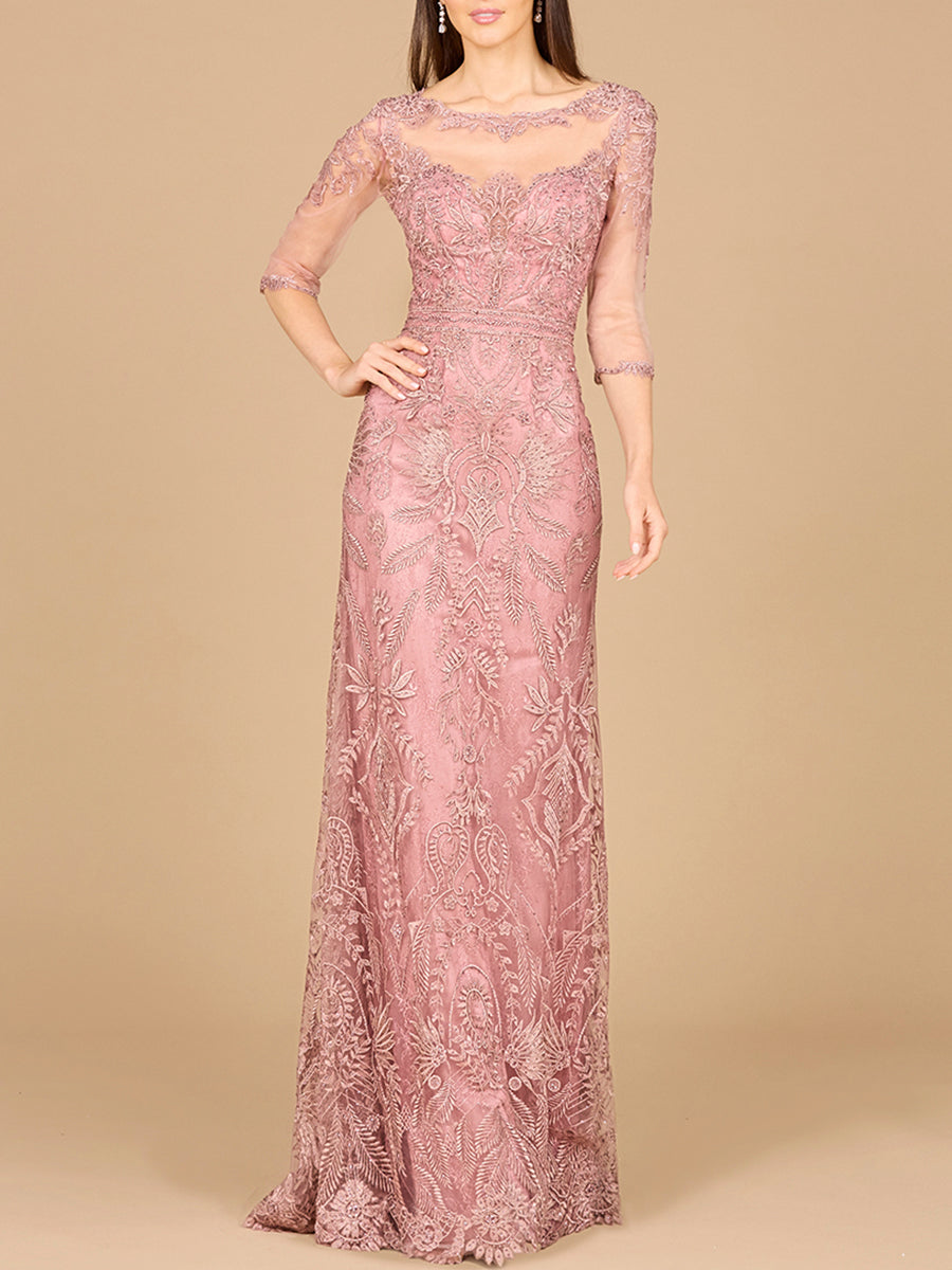 Formal Dresses Long Formal Detachable Sleeve Evening Dress Rose