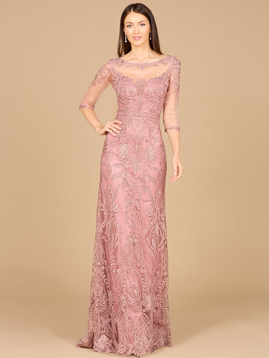 Formal Dresses Long Formal Detachable Sleeve Evening Dress Rose
