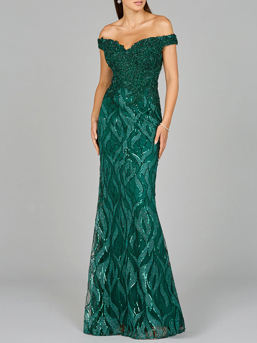 Prom Dresses Long Mermaid Formal Lace Applique Prom Dress Green