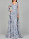 Formal Dresses Long Sleeve Formal Lace Overskirt Evening Dress Slate/Multi