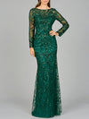 Formal Dresses Long Sleeve Formal Beaded Lace Evening Dress Green