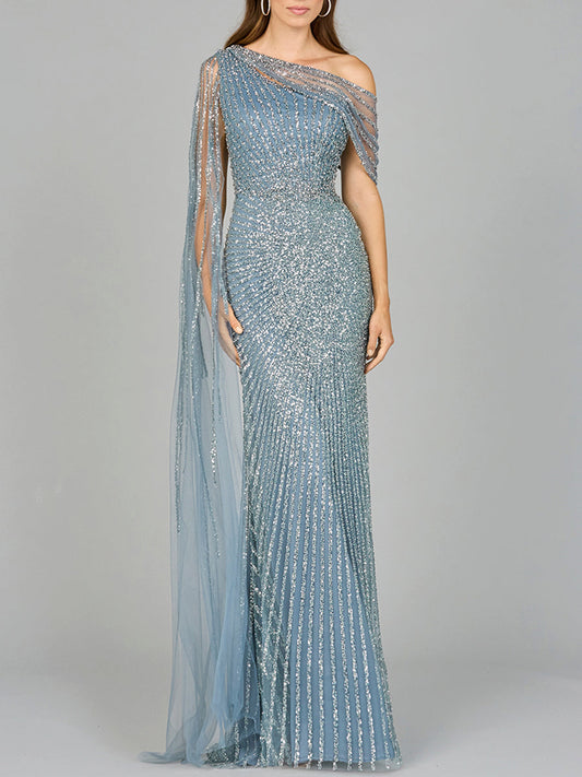 Formal Dresses Long Formal Evening Beaded Dress Slate