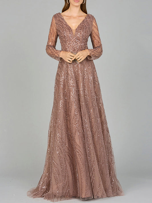 Mother of the Bride Dresses Long Modest Lace Mother of the Bride Formal Dress Taupe