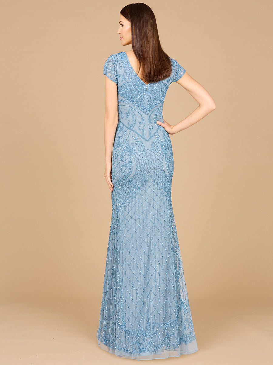 Formal Dresses Long Formal Beaded Evening Dress Slate