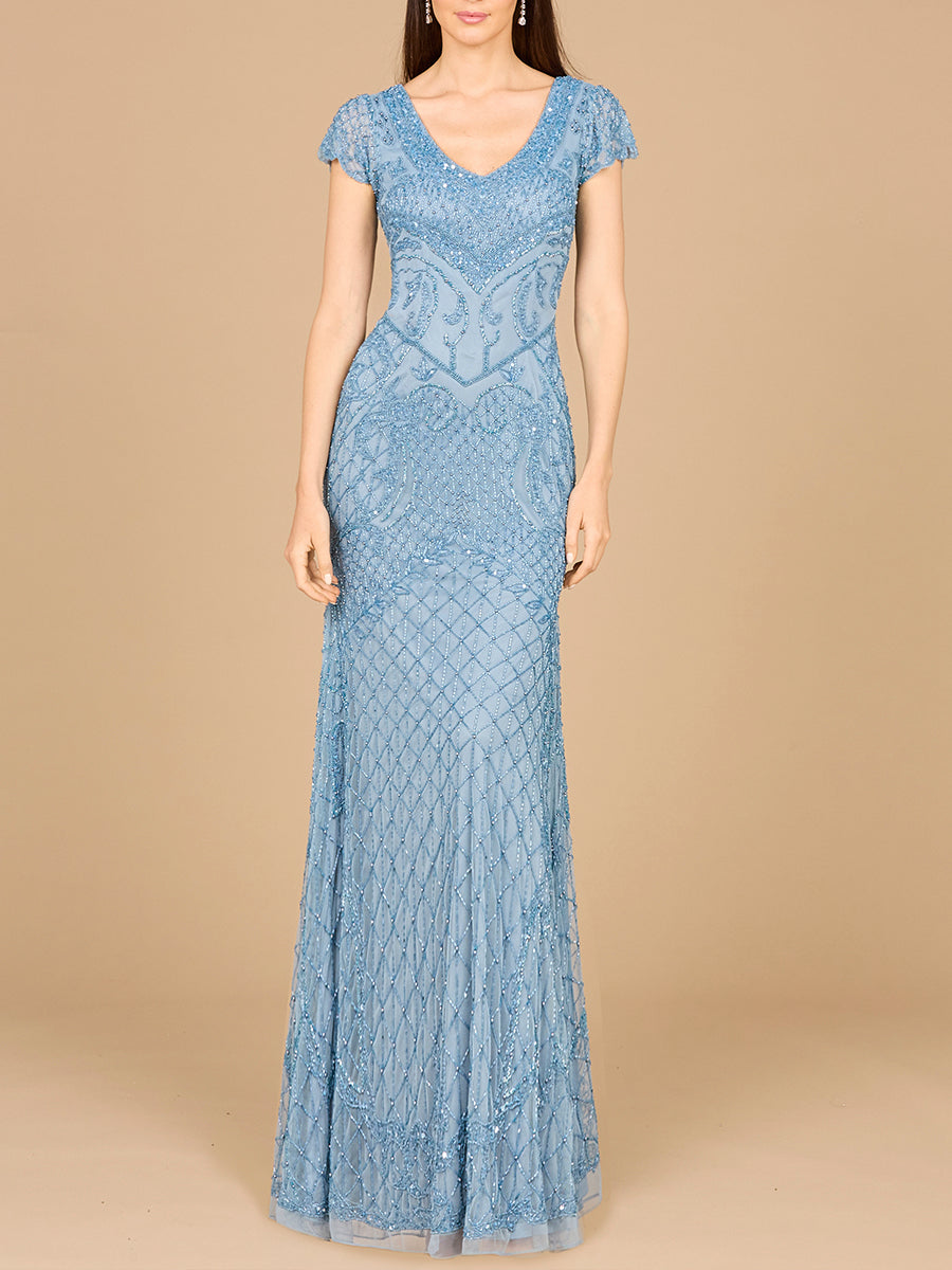Formal Dresses Long Formal Beaded Evening Dress Slate