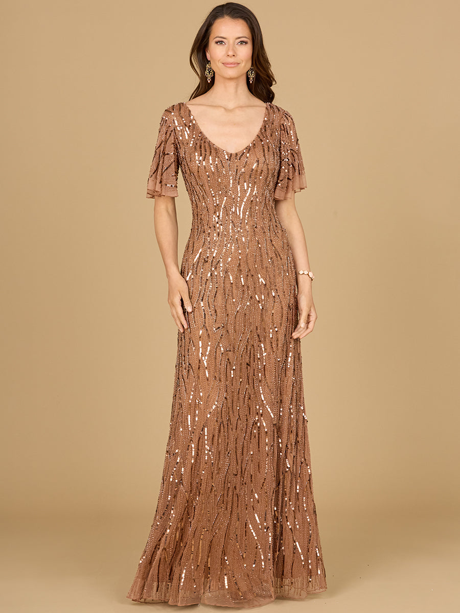 Formal Dresses Sequin Long Formal Evening Dress Mocha