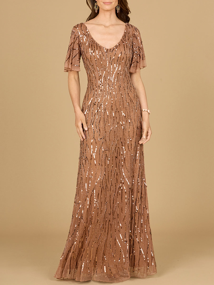 Formal Dresses Sequin Long Formal Evening Dress Mocha