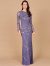 Formal Dresses Long Sleeve Formal Beaded Evening Dress Amethyst