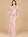 Formal Dresses Long Sleeve Formal Beaded Evening Dress Dusty Rose