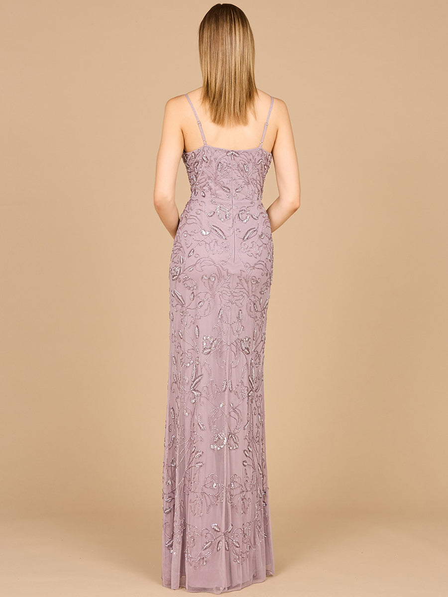 Prom Dresses Long Formal Beaded Slit Prom Dress Dusty Lavender