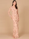 Formal Dresses Beaded Long Sleeve Evening Formal Dress Champagne Rose