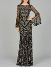 Formal Dresses Long Sleeve Beaded Formal Evening Dress Black