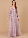 Formal Dresses Long Formal Beaded Cape Evening Dress Dusty Lavender