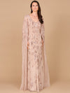 Formal Dresses Long Formal Beaded Cape Evening Dress Nude