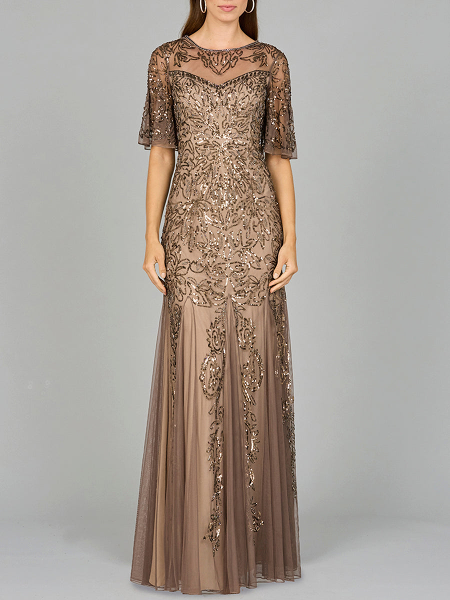 Formal Dresses Long Evening Gown Beaded Formal Dress Bronze