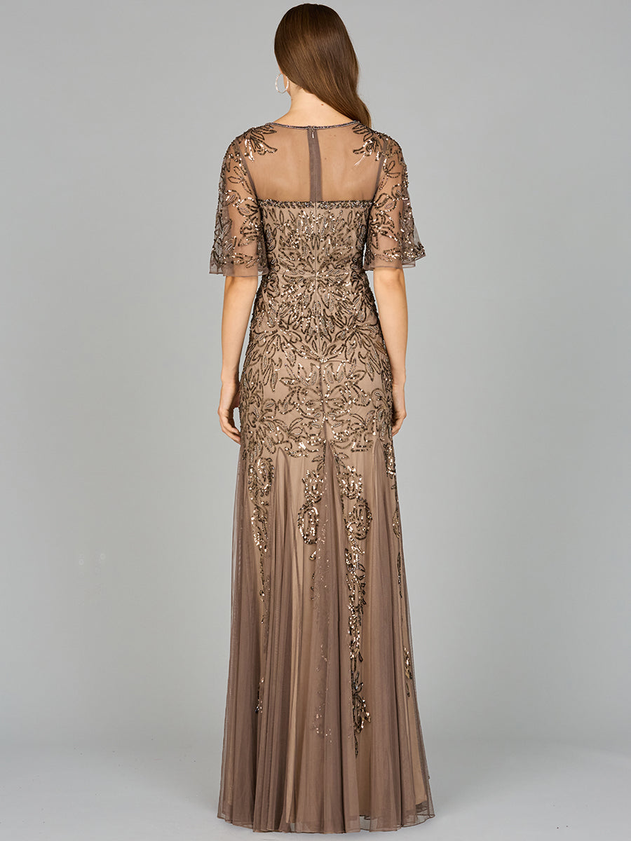 Formal Dresses Long Evening Gown Beaded Formal Dress Bronze