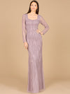 Formal Dresses Beaded Long Sleeve Formal Sequin Evening Dress Dusty Lavender