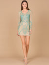 Cocktail Dresses Beaded Short Mini Cocktail Dress Nude/Sea Green
