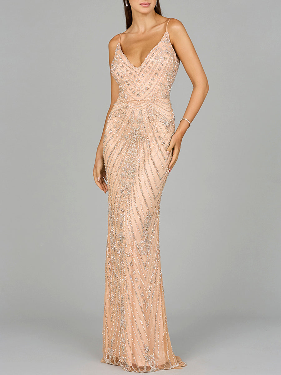 Prom Dresses Prom Long Beaded Formal Evening Dress Blush/Silver