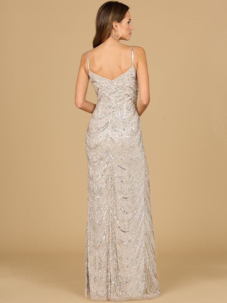 Prom Dresses Beaded Long Formal Slit Prom Dress  Blush