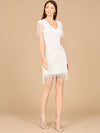 Cocktail Dresses Fringe Short Cocktail Fitted Dress Ivory