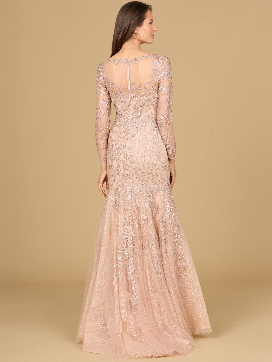 Formal Dresses Mermaid Lace Applique Long Formal Evening Dress Mauve